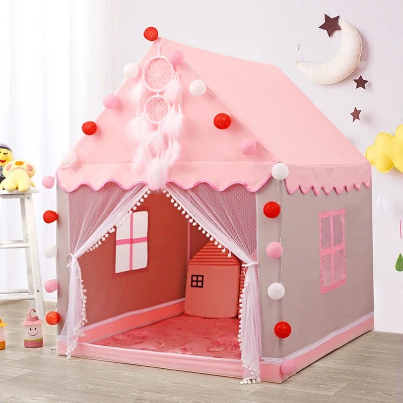 Çocuk Çadırları Bebek Oyun Evi çocuk oyuncağı Çadır 1.35 M Wigwam Katlanır Kız Prenses Kale Çocuk Odası Dekor Doğum Günü Yılbaşı Hediyeleri - AliExpress