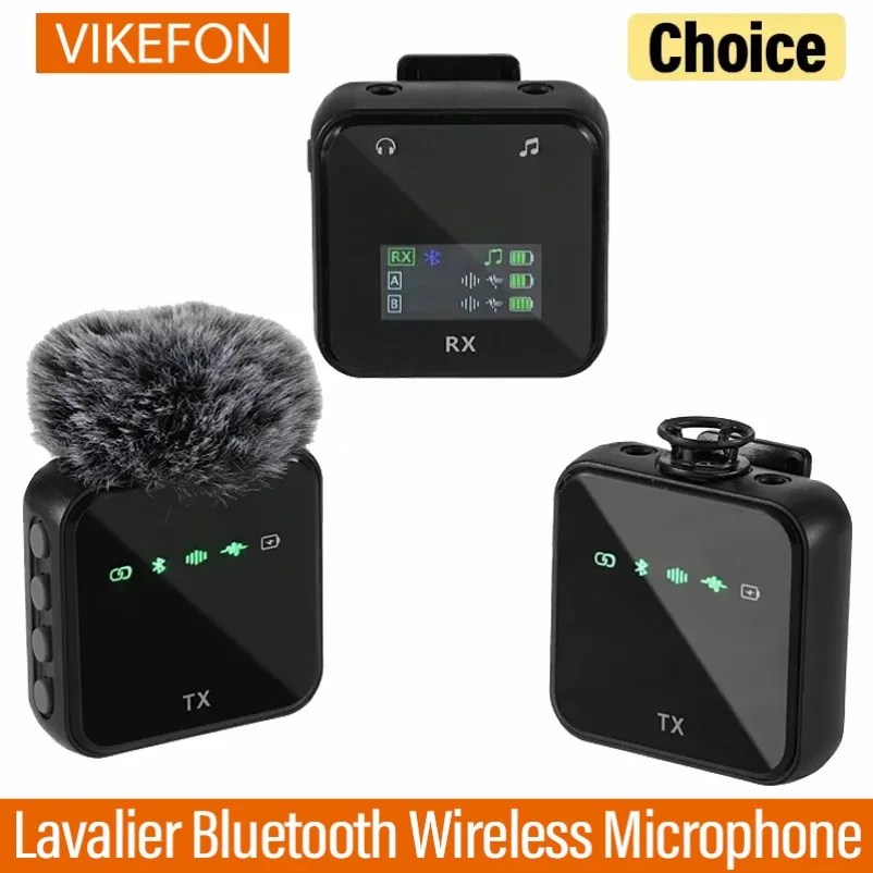 Kablosuz Yaka Mikrofonu Sistemi Bluetooth Ses Video Ses Kaydı Mikrofon iPhone Android Cep Telefonu Röportaj Kamerası için - AliExpress - Görsel 1