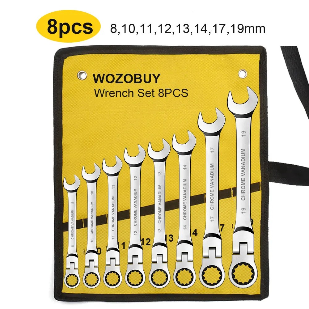 WOZOBUY Esnek Kafa Cırcır Anahtarı Seti-Metrik Cırcır Kombinasyon Anahtarları CrV Dişli Anahtarı Seti Araba Anahtarı Anahtarı Onarım Aracı Seti - AliExpress 1420 - Görsel 9