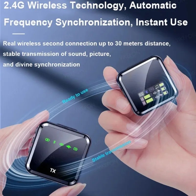 Kablosuz Yaka Mikrofonu Sistemi Bluetooth Ses Video Ses Kaydı Mikrofon iPhone Android Cep Telefonu Röportaj Kamerası için - AliExpress - Görsel 2