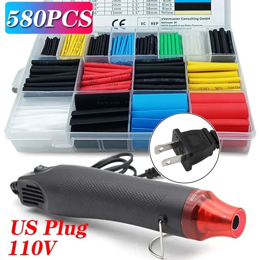 300W sıcak hava tabancası 110V abd Plug ısıyla daralan boru kiti 2:1 daralan tel bağlantı kapağı kablo tamir koruma ısı tabancası - AliExpress - Görsel 11