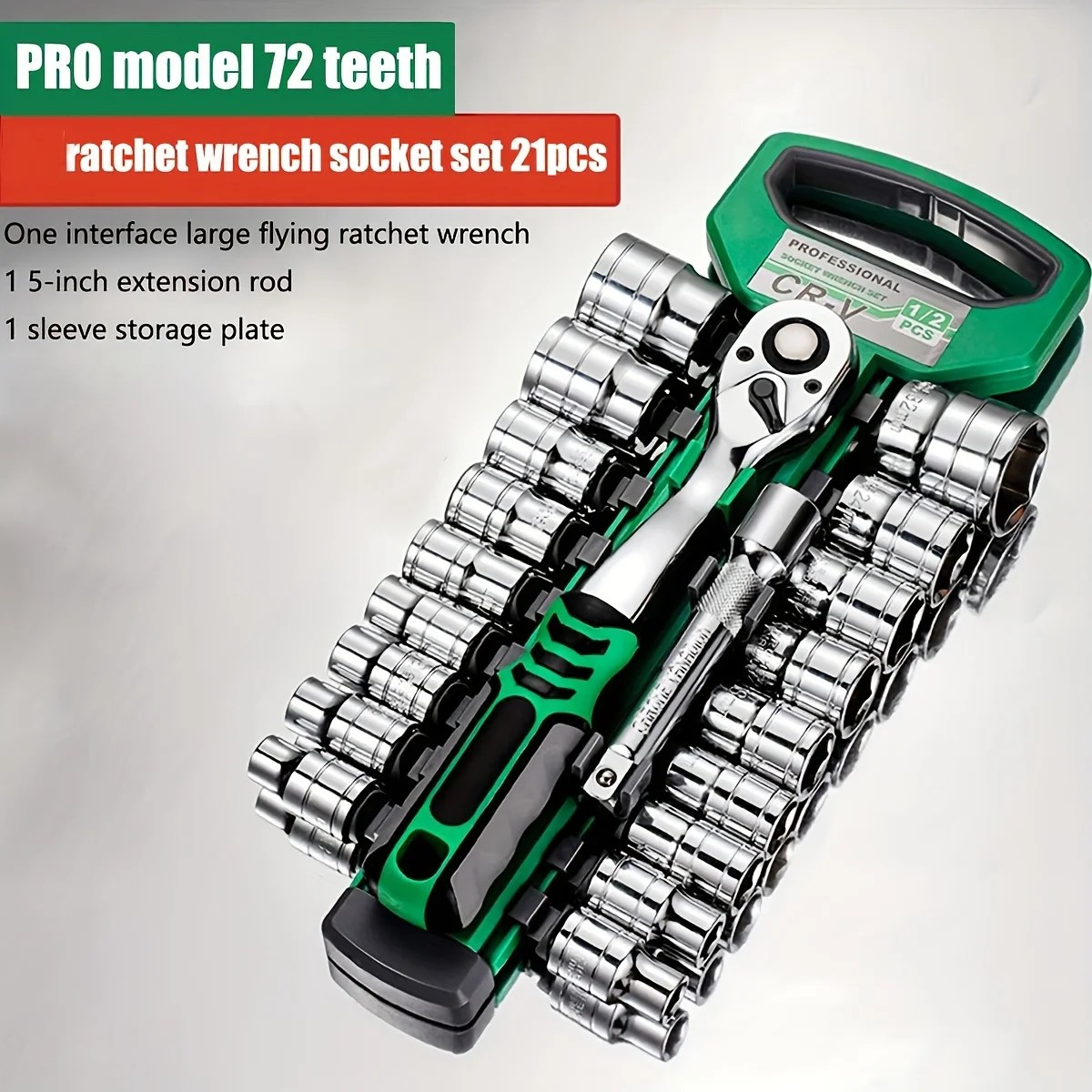 Tahrik Lokma Seti 1/4"-3/8"-1/2",CR-V Hızlı Açılan Cırcır Anahtarlı Metrik ve Imperial Lokma, pro model 72 diş, Soket - AliExpress - Görsel 1