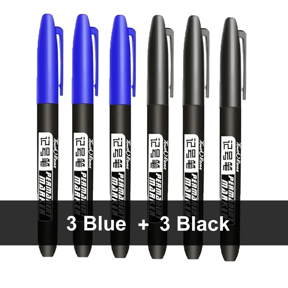 6 adet kalıcı işaretleme kalemi Manga çizim İşaretleyiciler siyah mavi kırmızı su geçirmez mürekkep kroki kalemler kırtasiye sanat okul malzemeleri - AliExpress - Görsel 10