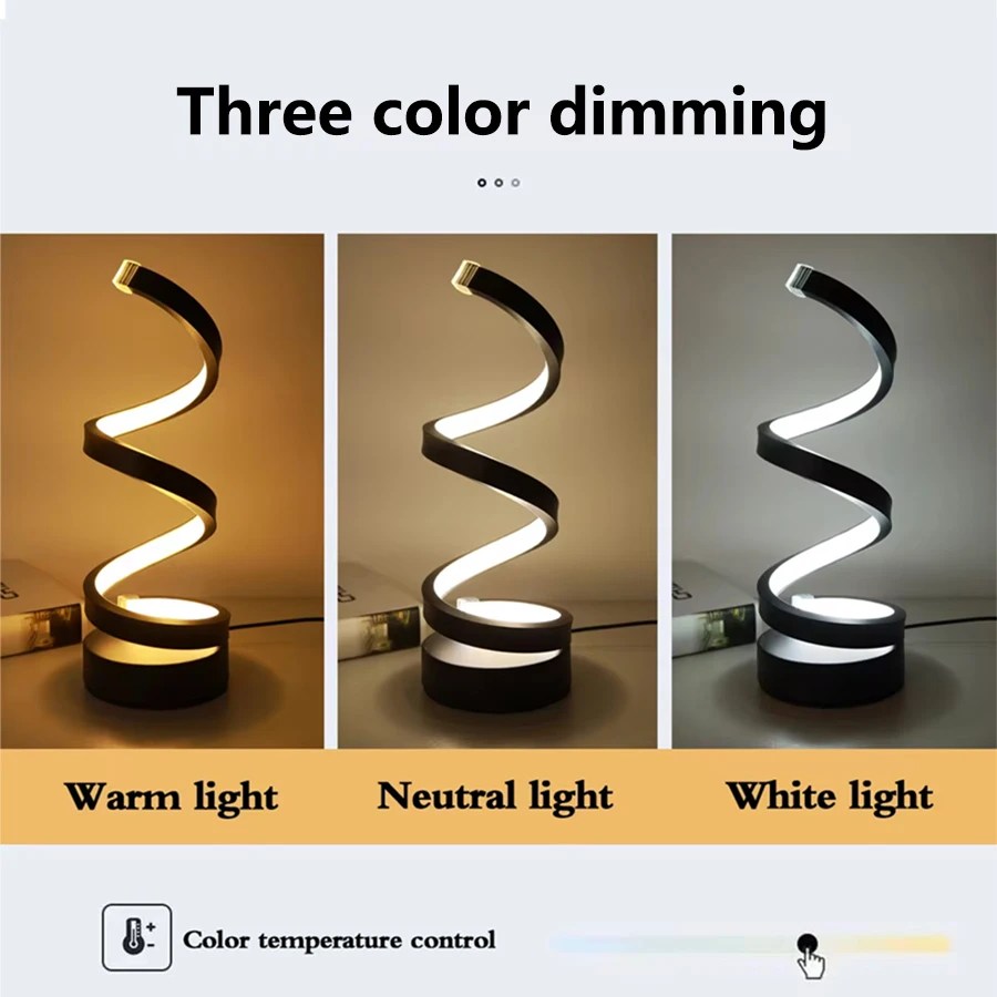 Modern Spiral Masa LED Gece Lambası Kısılabilir Masa Lambası Oturma Odası Komidin Lambası Başucu Masa Çalışma Ofisi Yatak Odası Dekorasyon - AliExpress 39 - Görsel 4