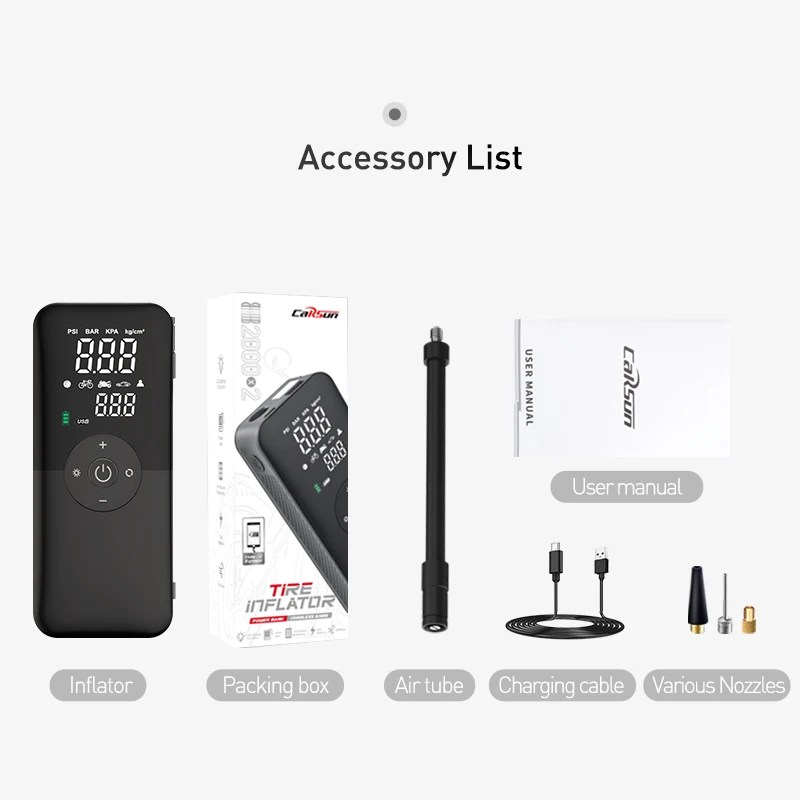 CARSUN şarj edilebilir hava pompası lastik şişirme taşınabilir kompresör dijital akülü araba lastik şişirme motosiklet bisiklet topları için - AliExpress 201355758 - Görsel 6