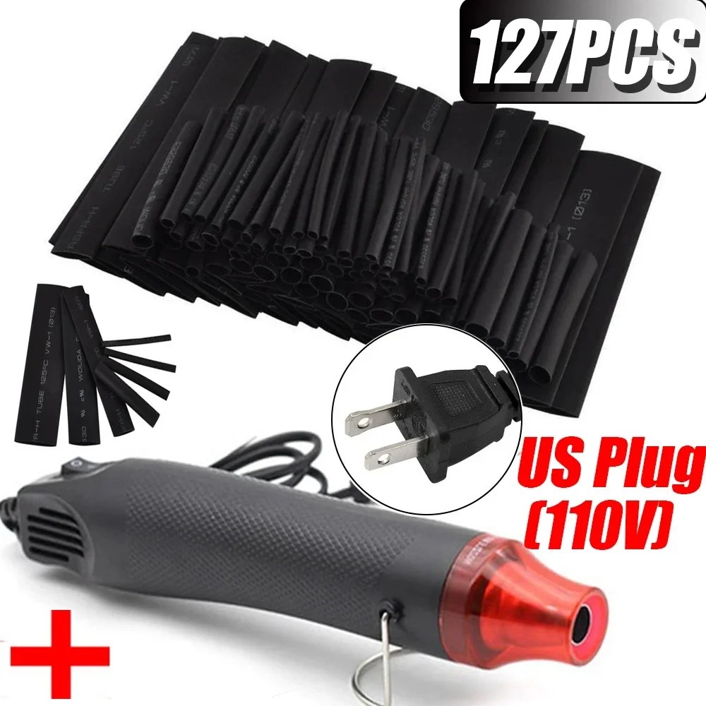 300W sıcak hava tabancası 110V abd Plug ısıyla daralan boru kiti 2:1 daralan tel bağlantı kapağı kablo tamir koruma ısı tabancası - AliExpress - Görsel 8