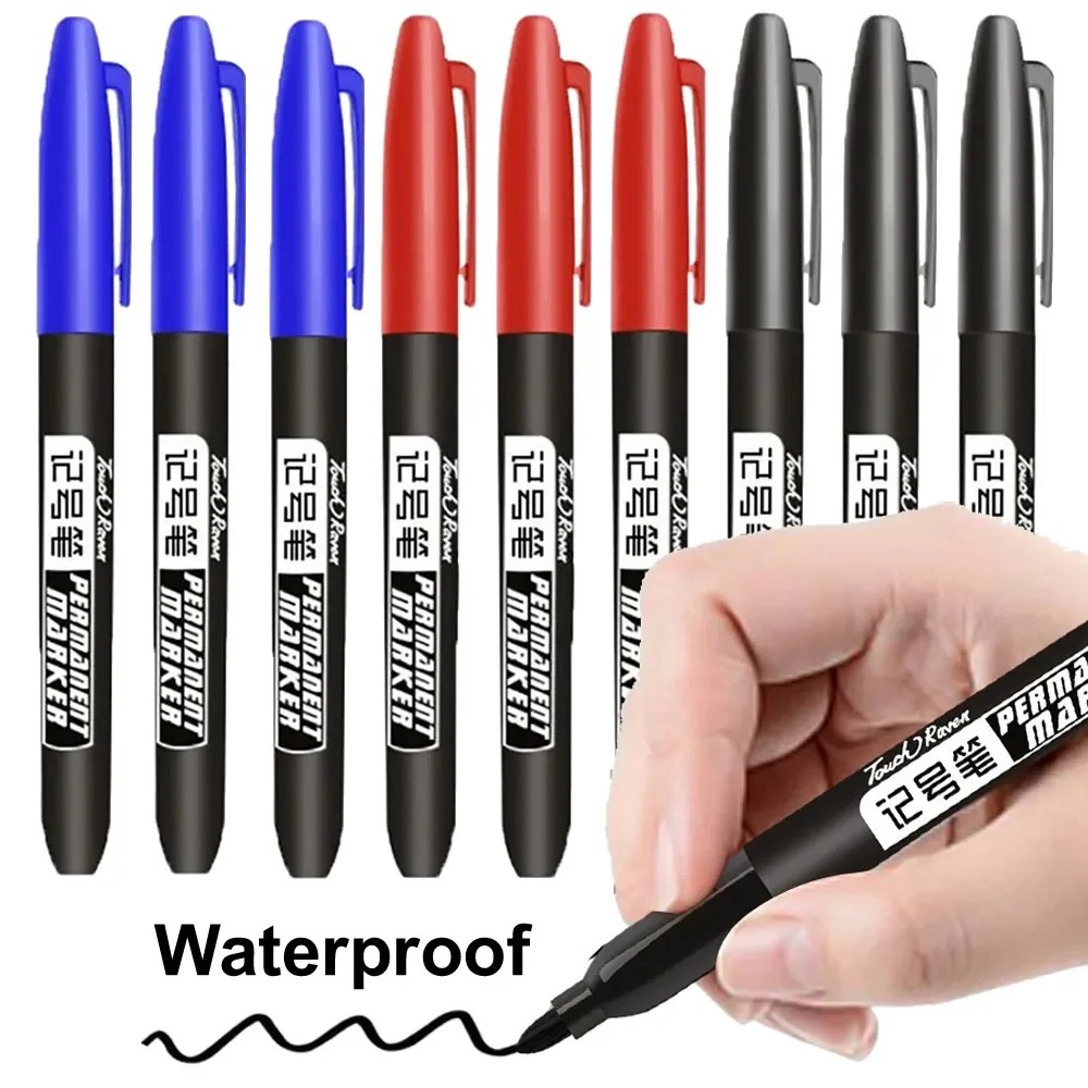 6 adet kalıcı işaretleme kalemi Manga çizim İşaretleyiciler siyah mavi kırmızı su geçirmez mürekkep kroki kalemler kırtasiye sanat okul malzemeleri - AliExpress - Görsel 1