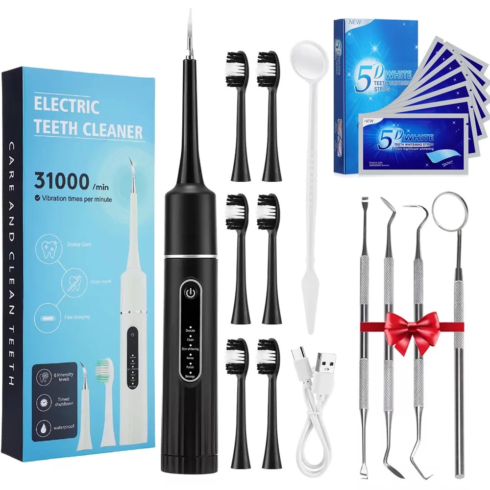 Elektrik Sonic titreşim diş ölçekleyici diş beyazlatma plak matematik kahve duman lekeleri Tartar kaldırma diş fırçası temiz - AliExpress 6 - Görsel 13