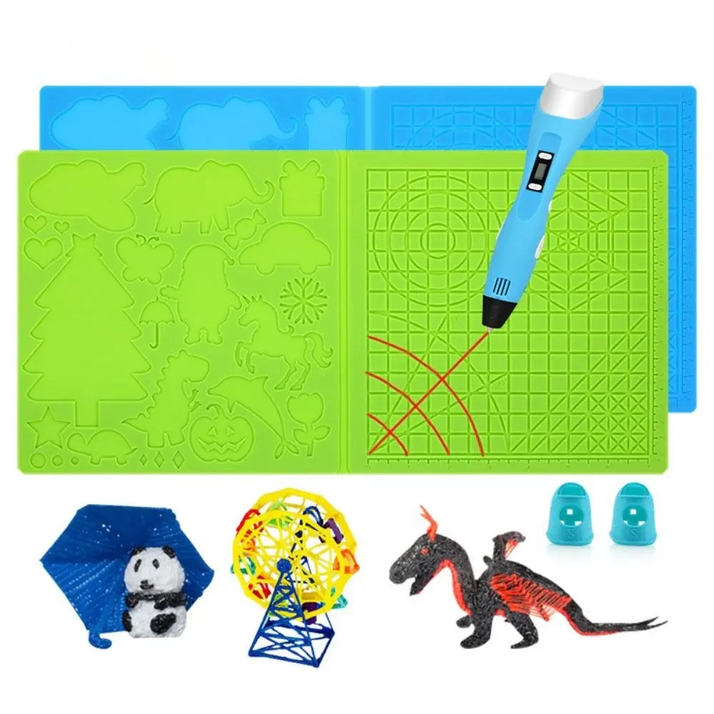 3D baskı kalem yumuşak silikon tasarım pedi ile temel şablon 2 silikon parmak kapaklar ile donatılmış mükemmel 3D kalem çizim aracı - AliExpress 7 - Görsel 4