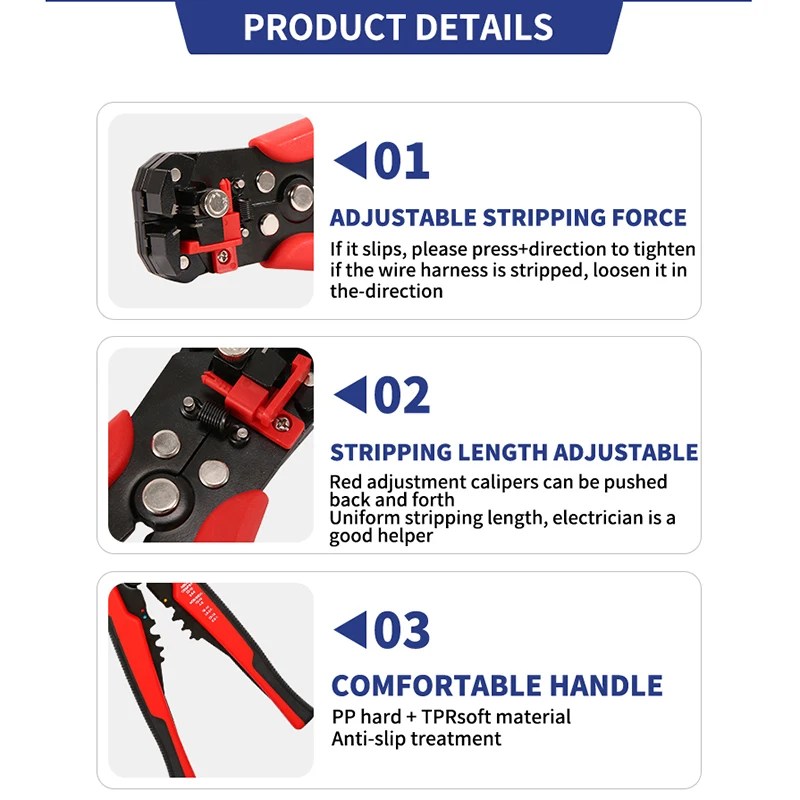 XIONGISOLAR Crimper Kablo Kesici Ayarlanabilir Otomatik Tel Striptizci Çok Fonksiyonlu Sıyırma Sıkma Pensesi Terminali El Aleti - AliExpress - Görsel 2