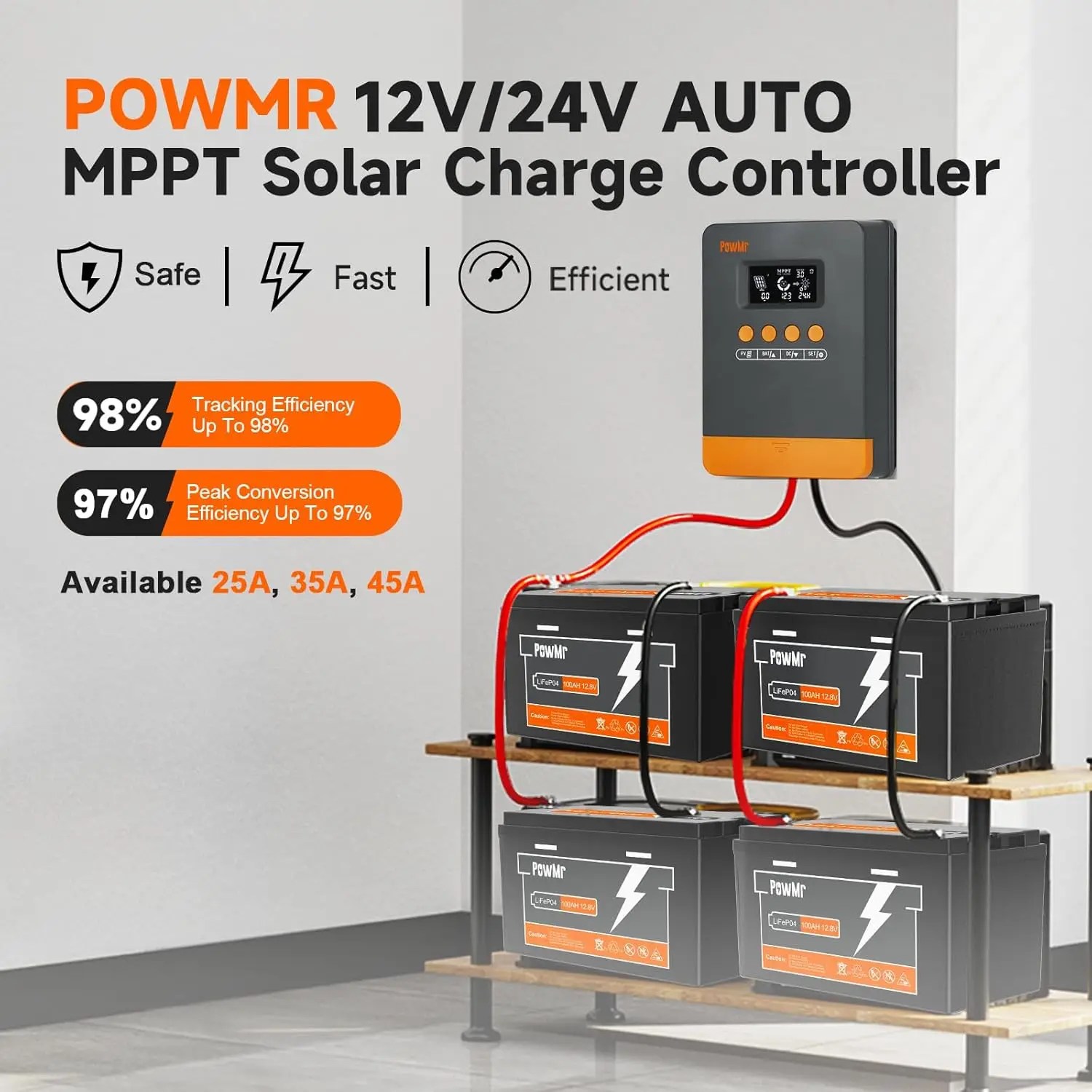 PowMr MPPT 45A 35A 25A Solar Şarj Kontrol Cihazı 12V 24V Otomatik Lifepo4 Pil Şarj Cihazı Güneş Paneli Regülatörü Maksimum PV Girişi 100VDC - AliExpress 13 - Görsel 2