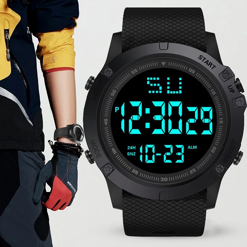 Erkek spor saat çok fonksiyonlu askeri spor saat su geçirmez ışık LED dijital çocuklar izle büyük arama öğrenci elektronik saat - AliExpress
