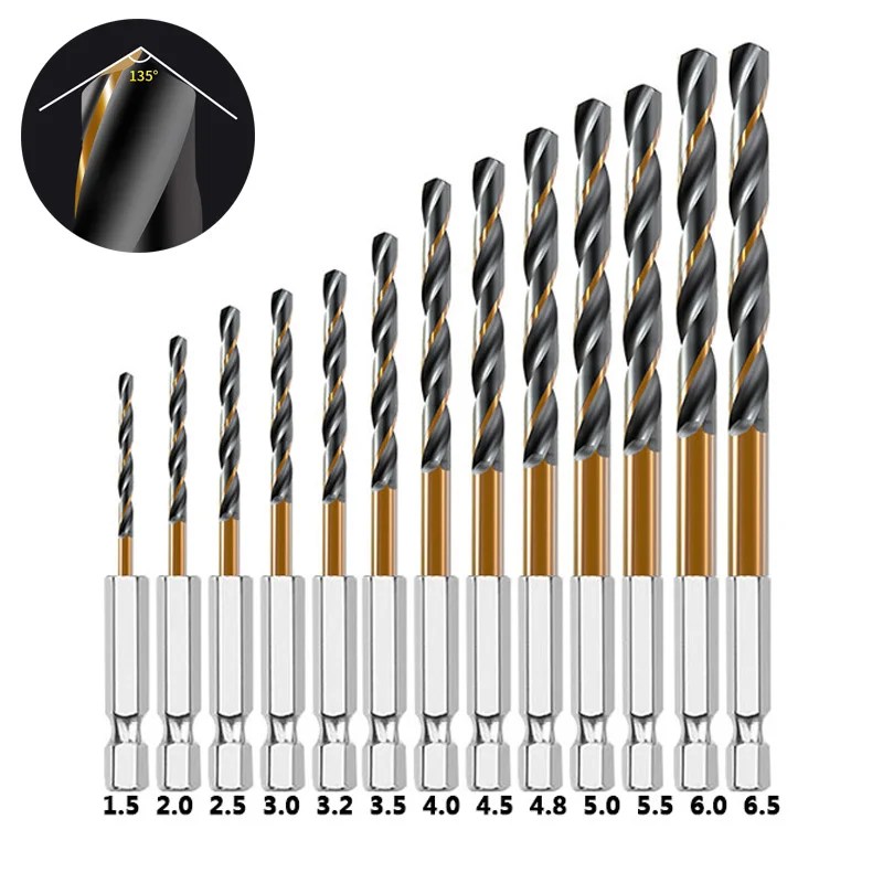 3/7/13 ADET Hex Shank Büküm Matkap Ucu Seti Ahşap Metal Delik Kesici Çekirdek Delme Aracı Kobalt Matkap Uçları 1.5 2 2.5 3 3.5 4 5 6mm HSS - AliExpress - Görsel 1