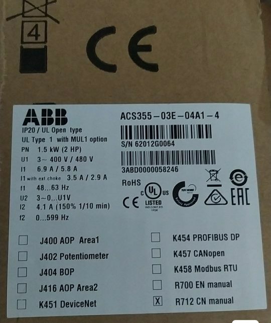 New 1PC ABB ACS355-03E-04A1-4 380V 1.5KW Inverter Expedited Shipping - Görsel 2