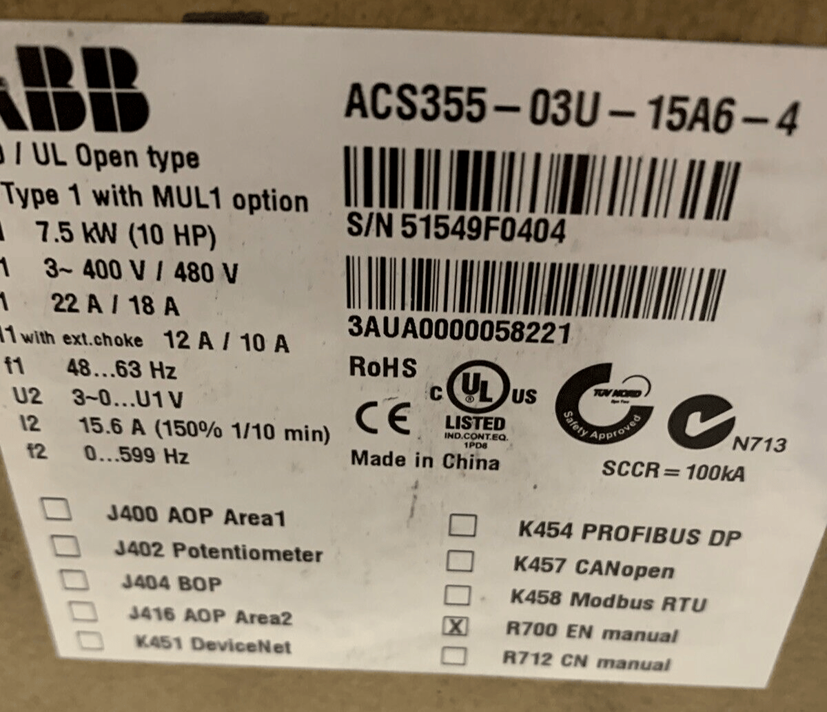 ABB ACS355-03U-15A6-4 DRIVE ACS35503U15A64 NEW IN BOX - Görsel 14