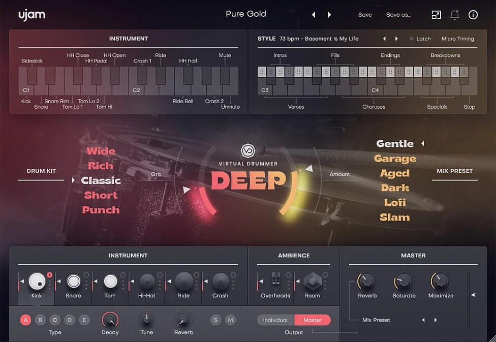 UJAM – Virtual Drummer Deep v2.4.0 VSTi, VSTi3 x64