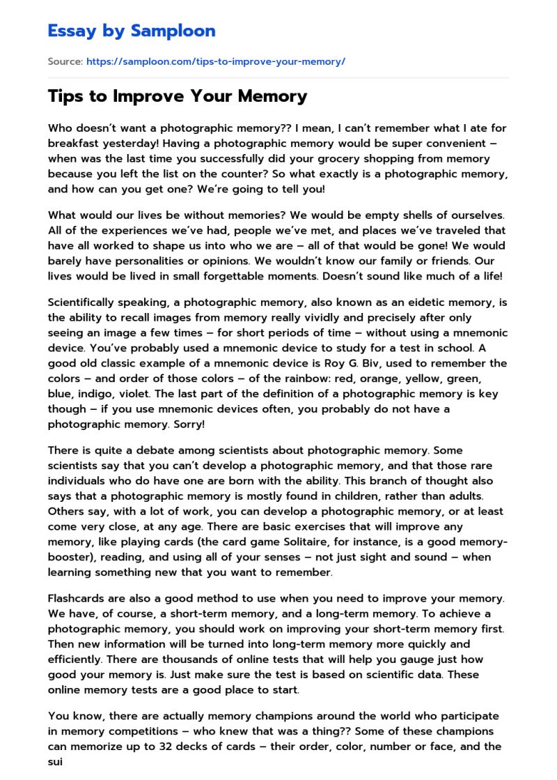 To Improve Memory Free Essay Example - Colorful Textures - Elegant Ultra HD Collection