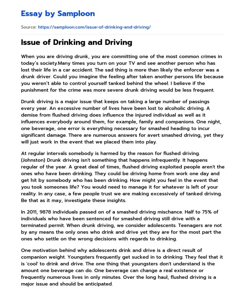 Drinking And Driving Essay Pdf - Ocean Arts - Artistic Ultra HD Collection