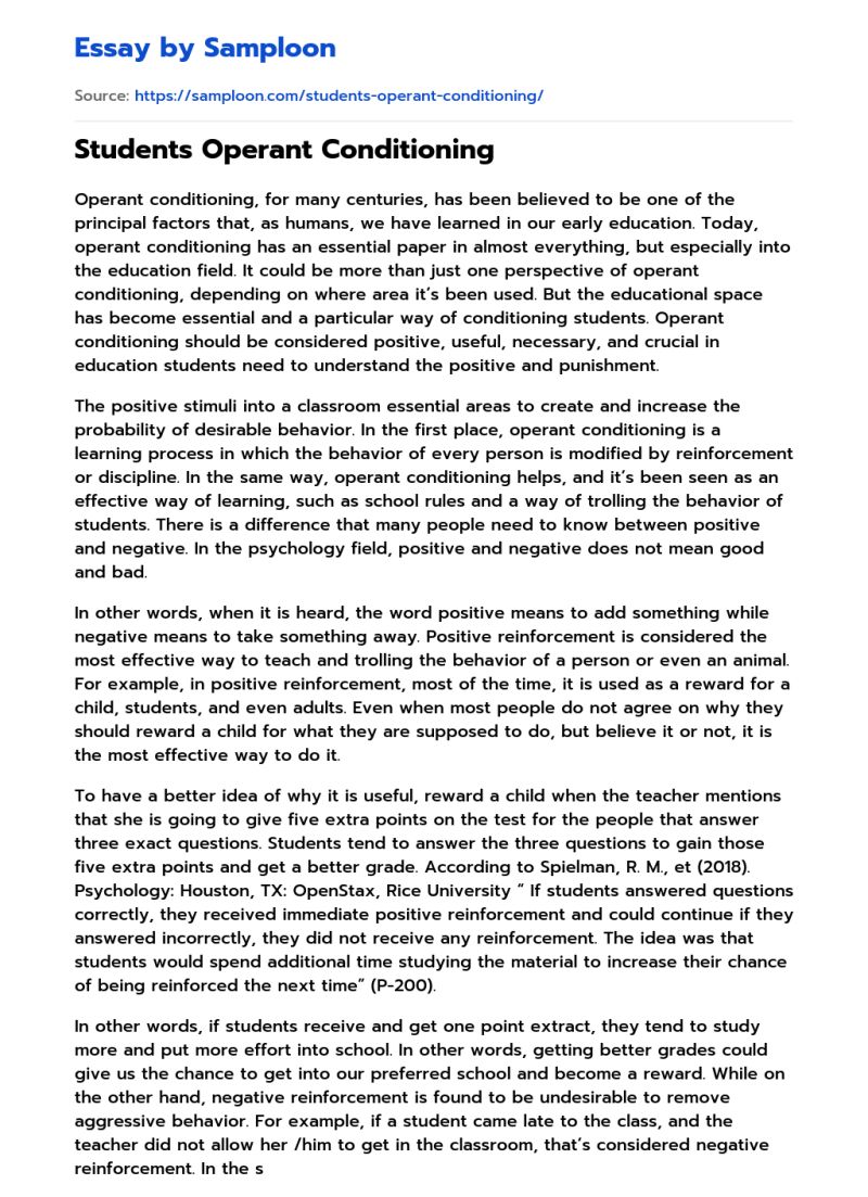 Operant Conditioning Behavior Management Free Essay Example - Mobile Landscape Pictures for Desktop