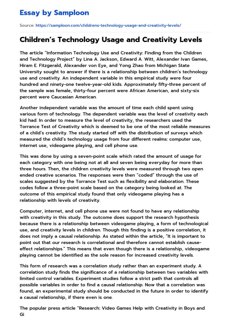 Technology Is Not Limiting Creativity Free Essay Sample On Samploon Com - Elegant Vintage Image - Mobile