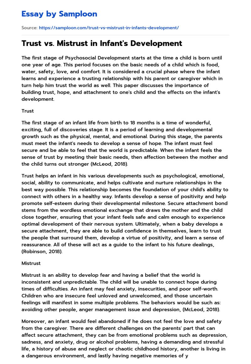 Basic Trust Vs Mistrust In Psychosocial Development - Colorful Illustration Collection - Desktop Quality