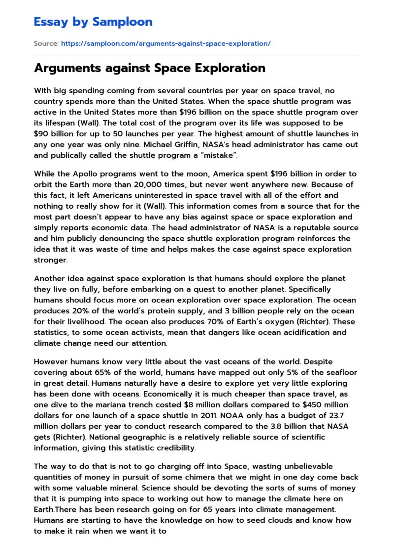 Arguments For Space Exploration Free Essay Example - Retina Nature Arts for Desktop