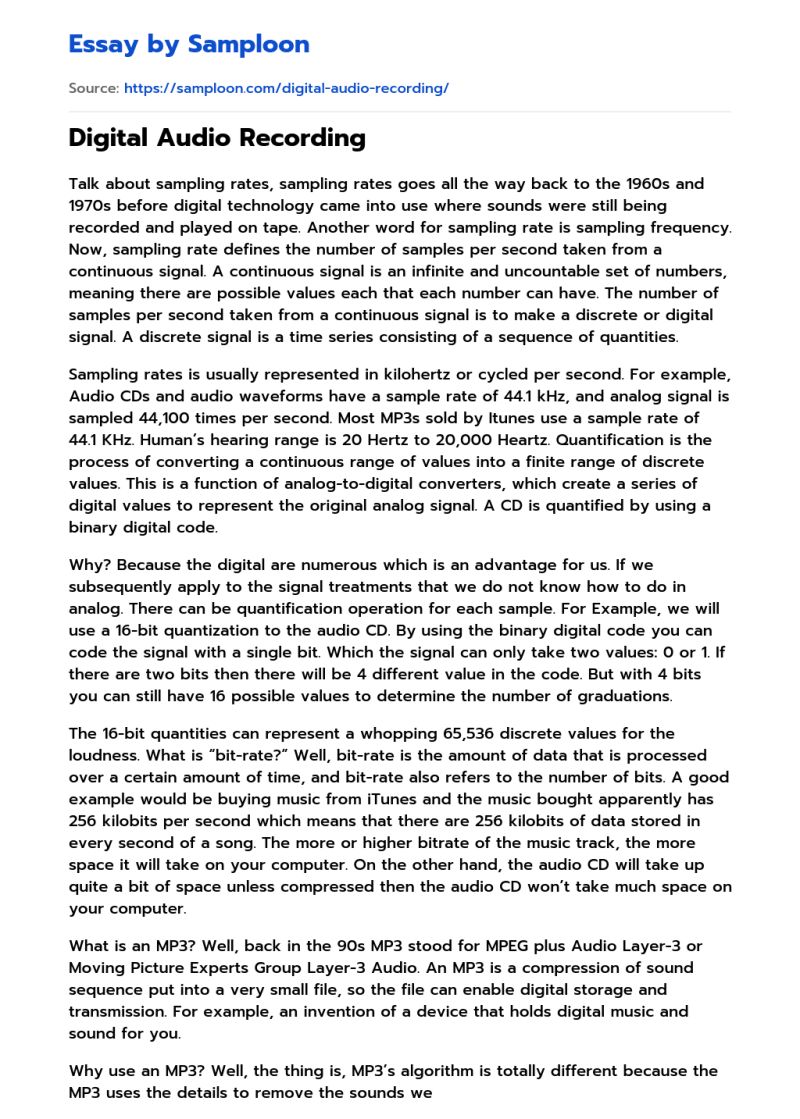 1 Digital Audio Recording Pdf - Colorful Photo Collection - Retina Quality