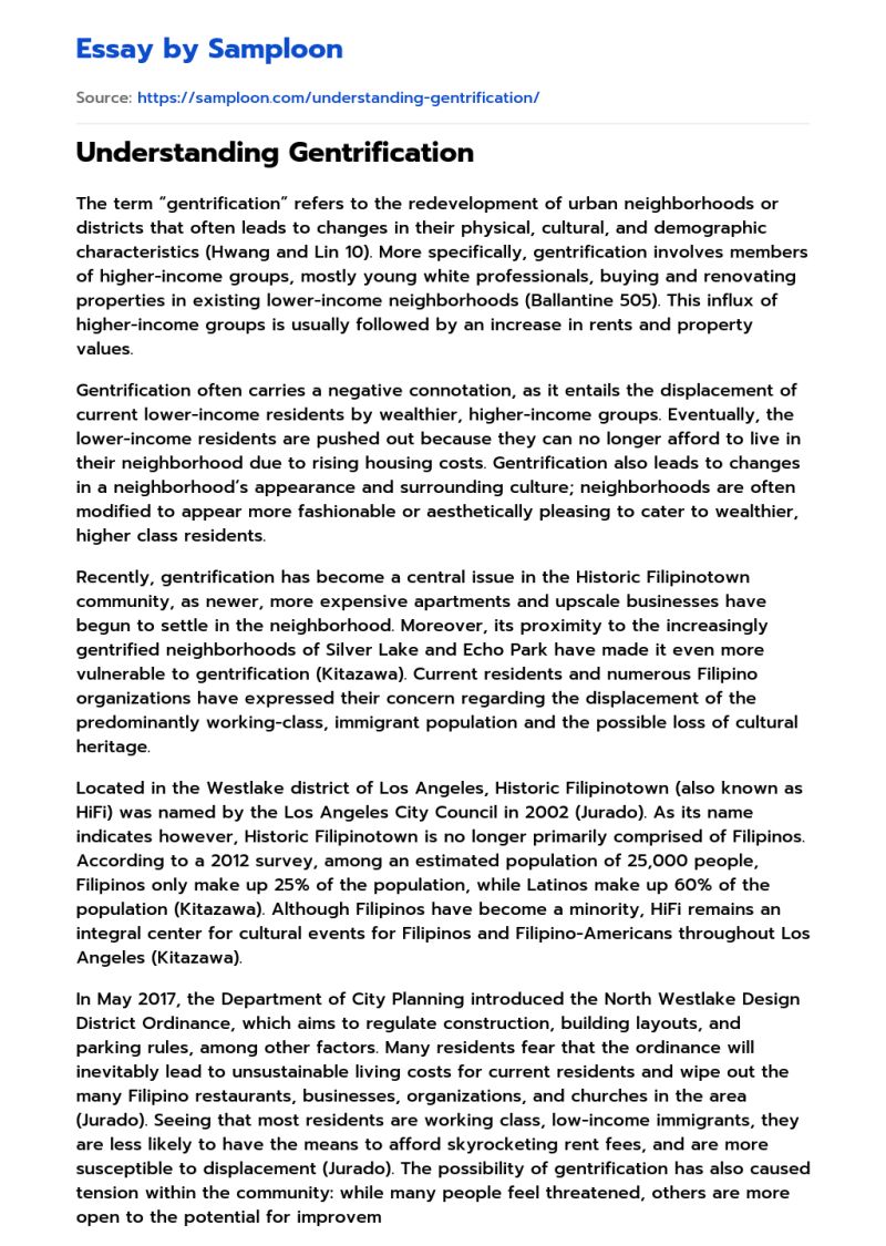 Gentrification Pro S Con S Essay Example Studyhippo Com - Light Photo Collection - Retina Quality