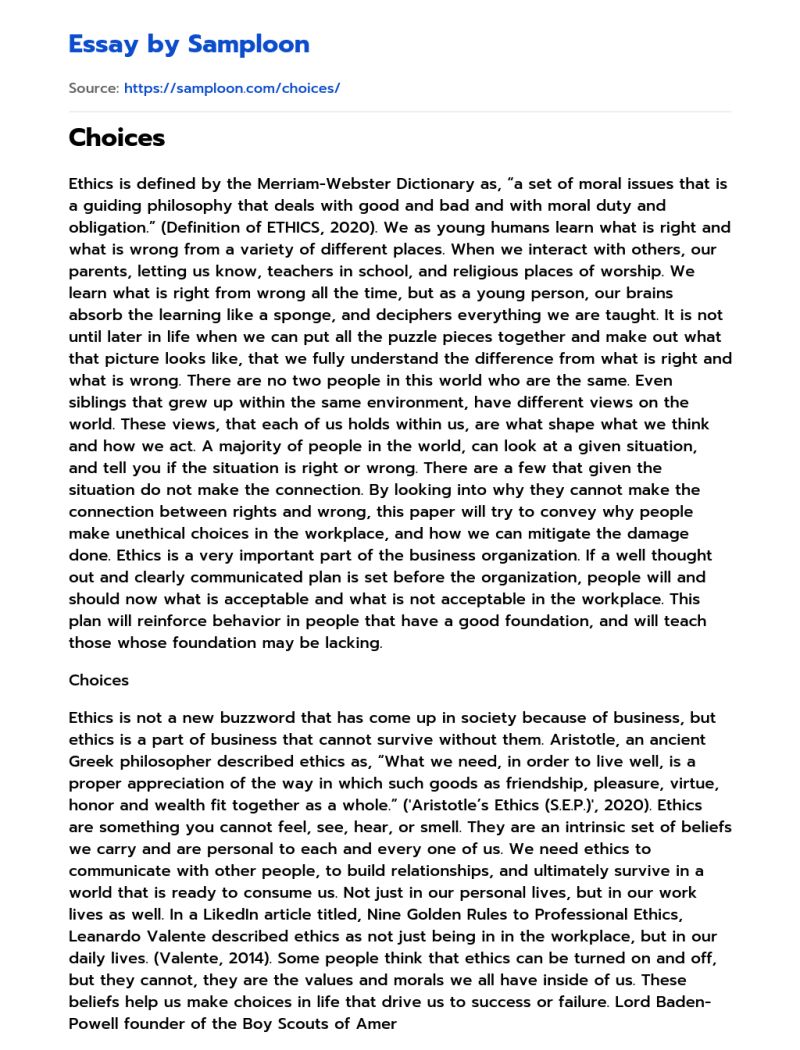 Choices Can Change Life Free Essay Sample On Samploon Com - Modern Space Art - Retina