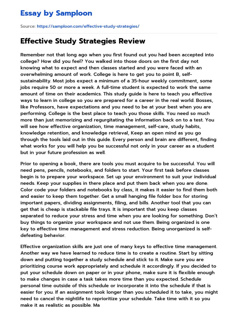 Effective Study Strategies Edited Docx Effective Study Strategies - Nature Design Collection - High Resolution Quality