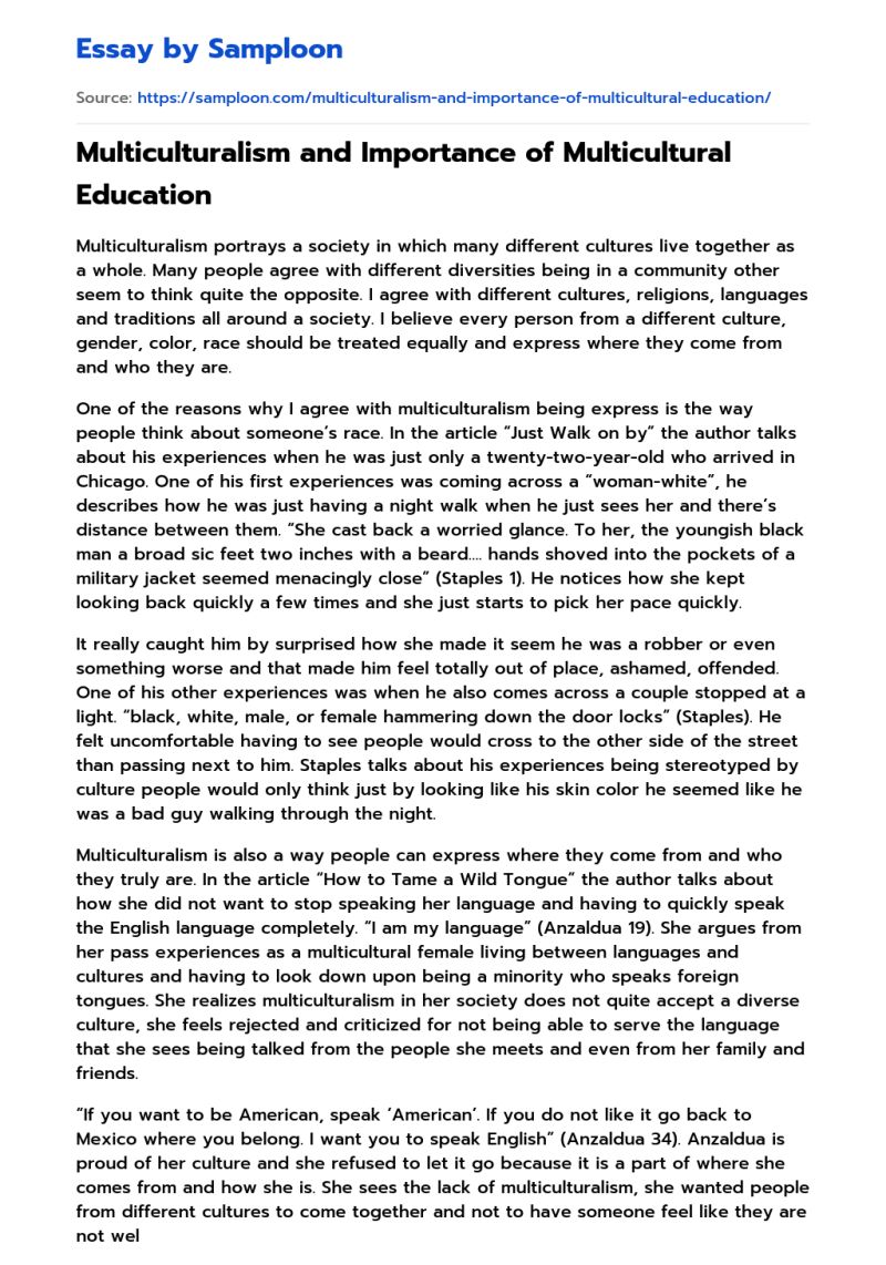 Multicultural Education Essay Pdf - High Resolution Minimal Images for Desktop