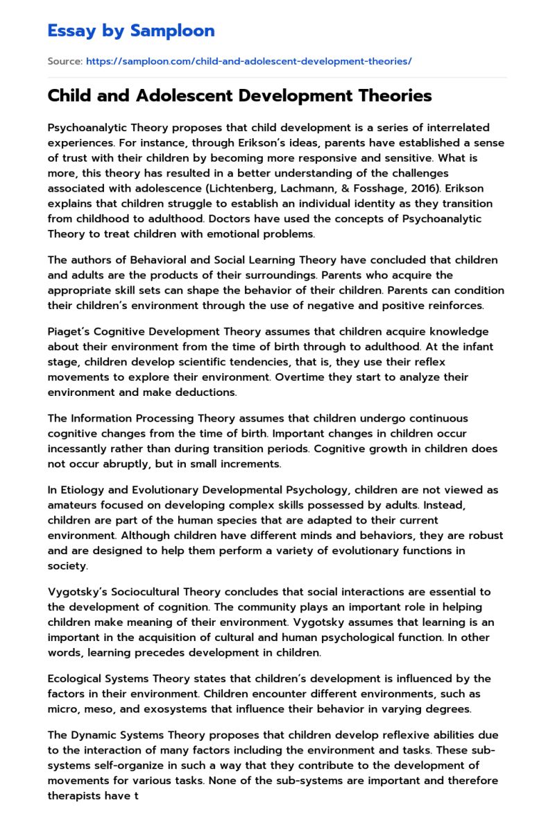 Child Development Theories Comparative Analysis Free Essay Example - 4K Light Arts for Desktop