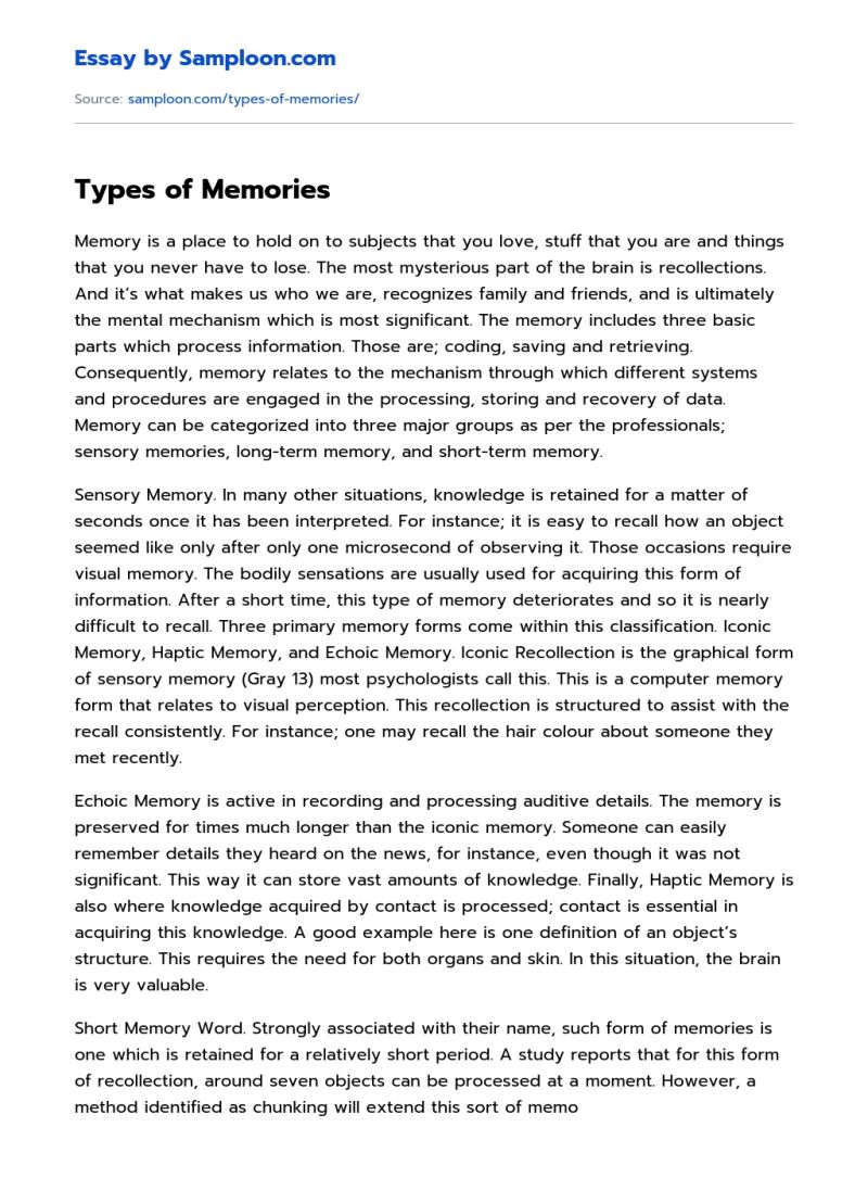 Memory And Brain Process Free Essay Sample On Samploon Com - Beautiful City Design - Retina