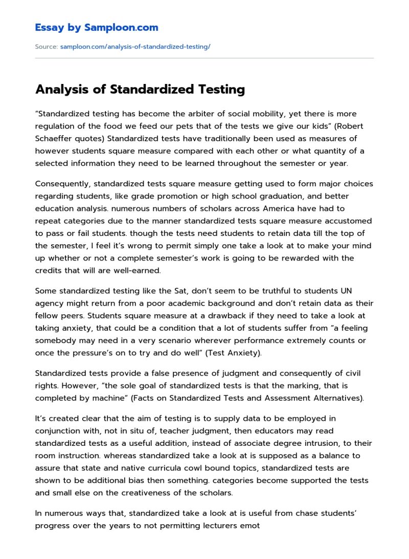 Standardized Testing As Discrimination Free Essay Example - Nature Images - Elegant HD Collection