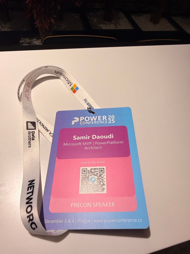Conference badge for a speaker.