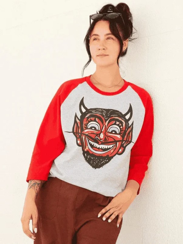 Devil Smiling Raglan Tee