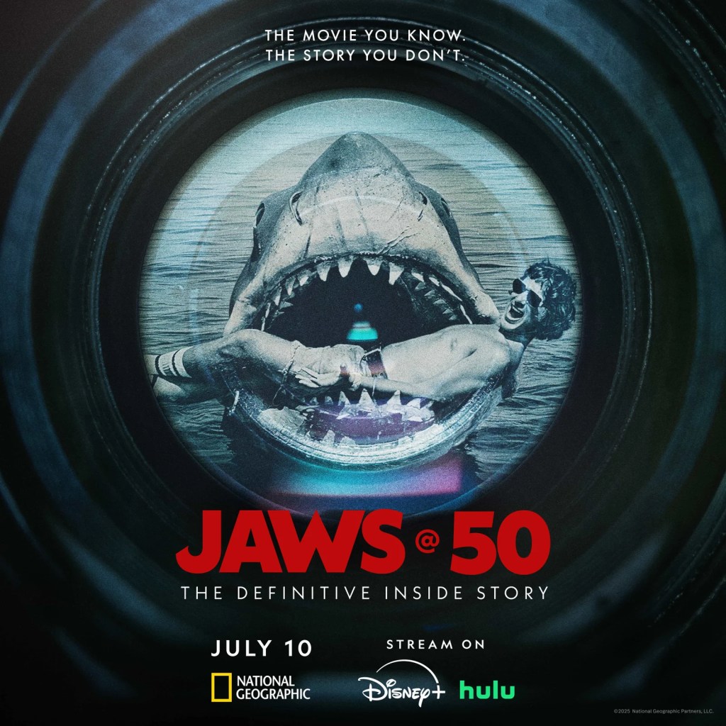 50 years of “Jaws” with National Geographic’s exclusive doc, revealing untold stories, rare footage & its lasting impact on cinema and shark conservation.