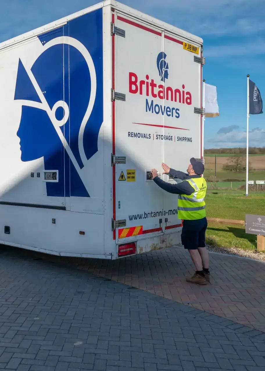 A Britannia Sandersteads crew and lorry loading for the Channel crossing — removals to France.