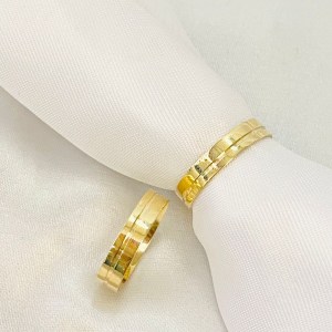 Alianca Ouro Reta Com Friso 4mm - 814521