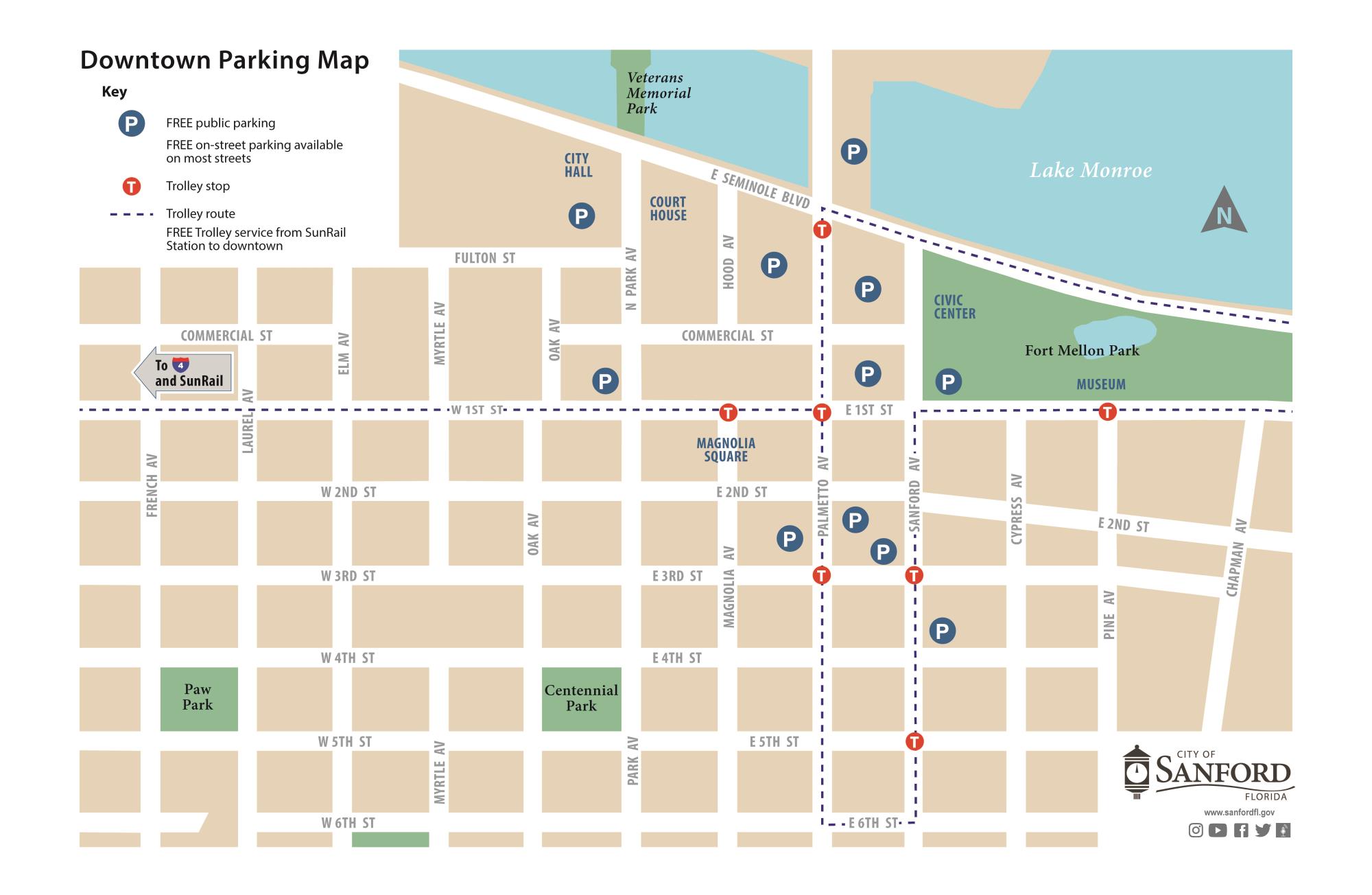 Sanford Sanford FL Downtown Parking Map 