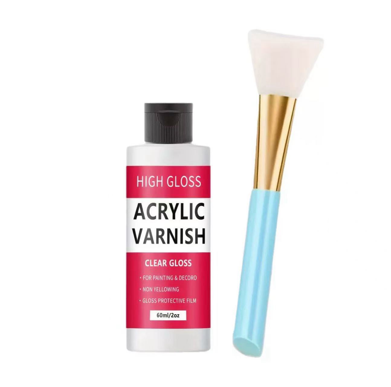 200ml High Gloss Acrylic Varnish set with Application Brush