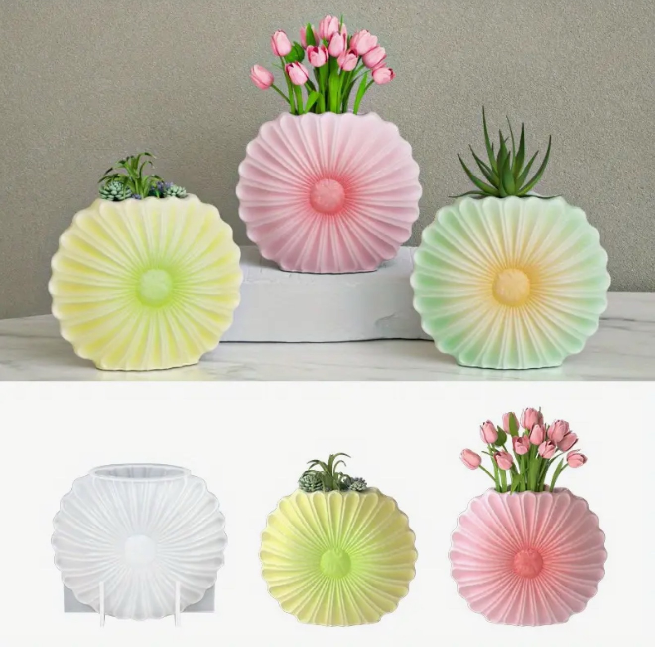 Sunflower Gypsum Vase Mold