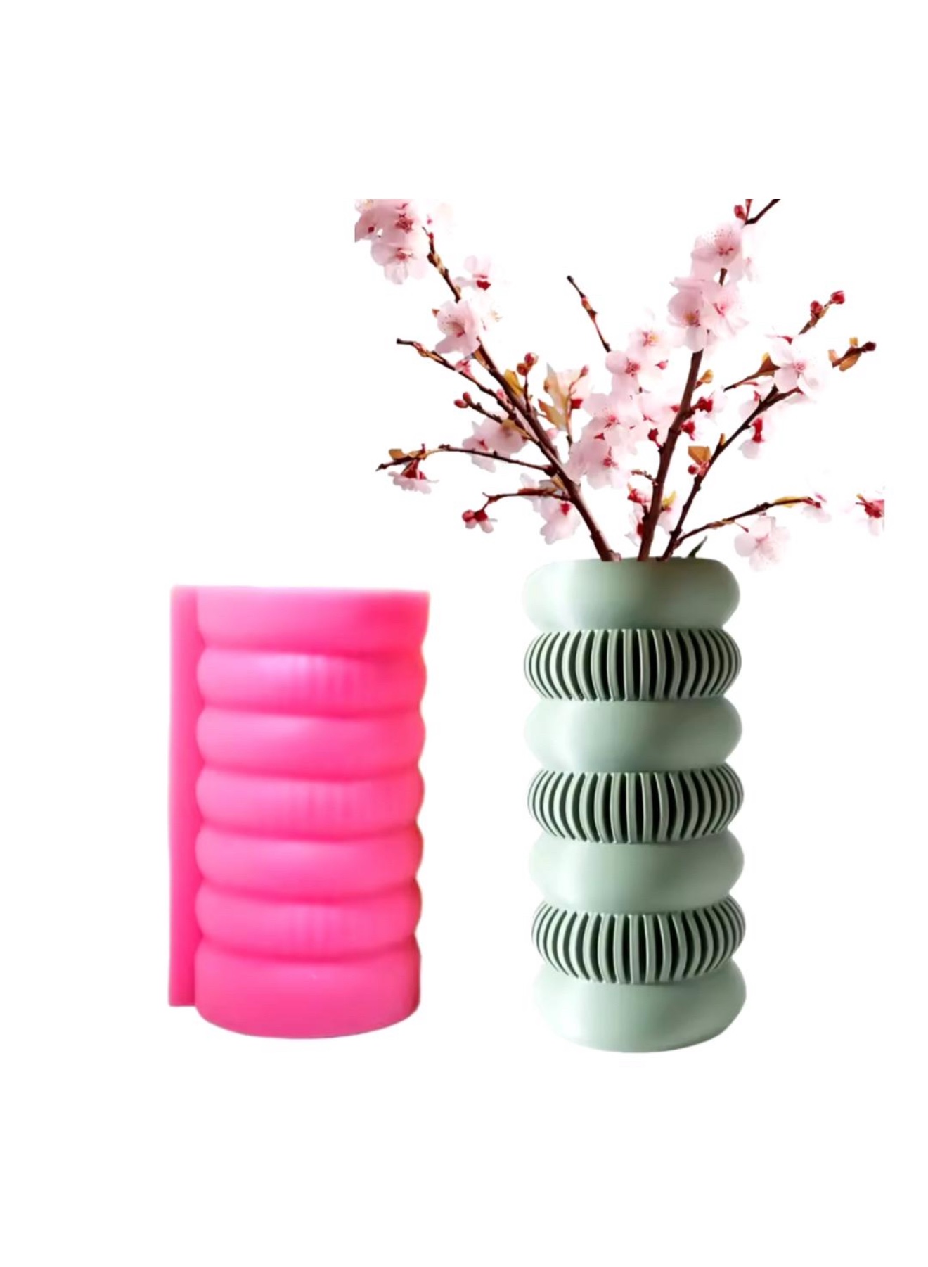 Striped Donut Cylindrical Gypsum/ Concrete Mold