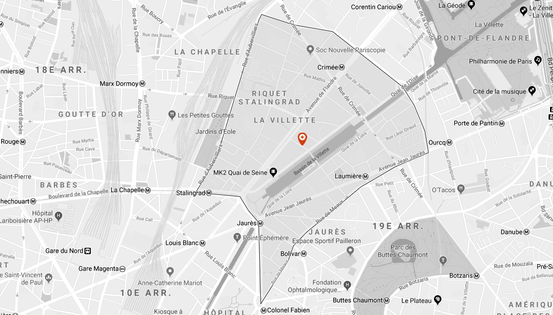 carte 19e Riquet Ourcq Villette Maison de santé quai