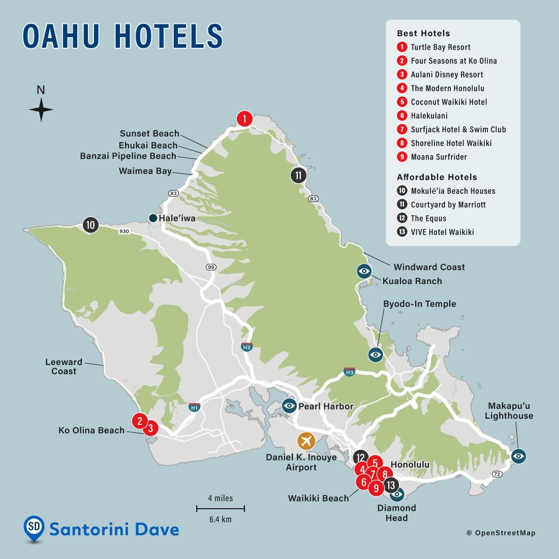 Map Of Oahu Hotels.