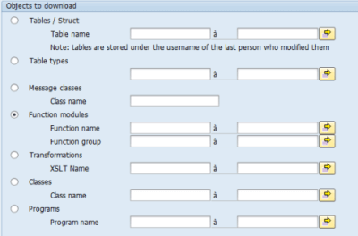 SAP Mass Download Objects to Download