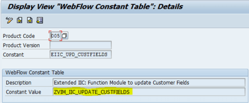 WebFlow Constant Table for IIC Custom Fields