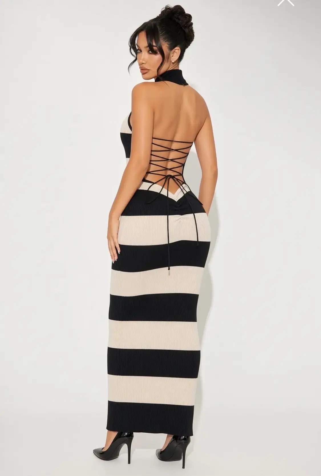 Color Block Mock Neck Maxi Dress