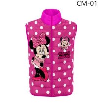Chaleco fucsia acolchado para niña con lunares blancos y estampado de Minnie Mouse