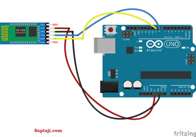 Arduino uno + bluetooth HC-05 schematic